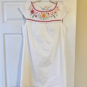 Southern Tide White Dress with Floral Embroidery